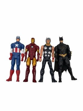 4 Superhero Action Figures Toys - Captain America, Iron Man ,Batman, Thor